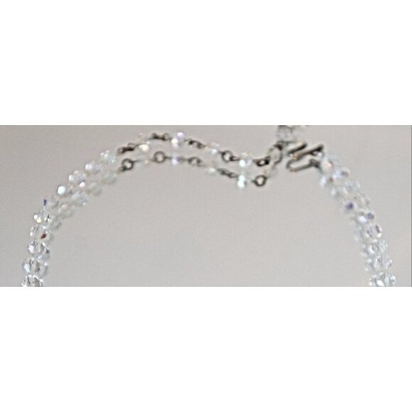 Vintage Crystal Aurora Borealis Choker Necklace Graduated Crystal Beads Rhinesto - Picture 3 of 3